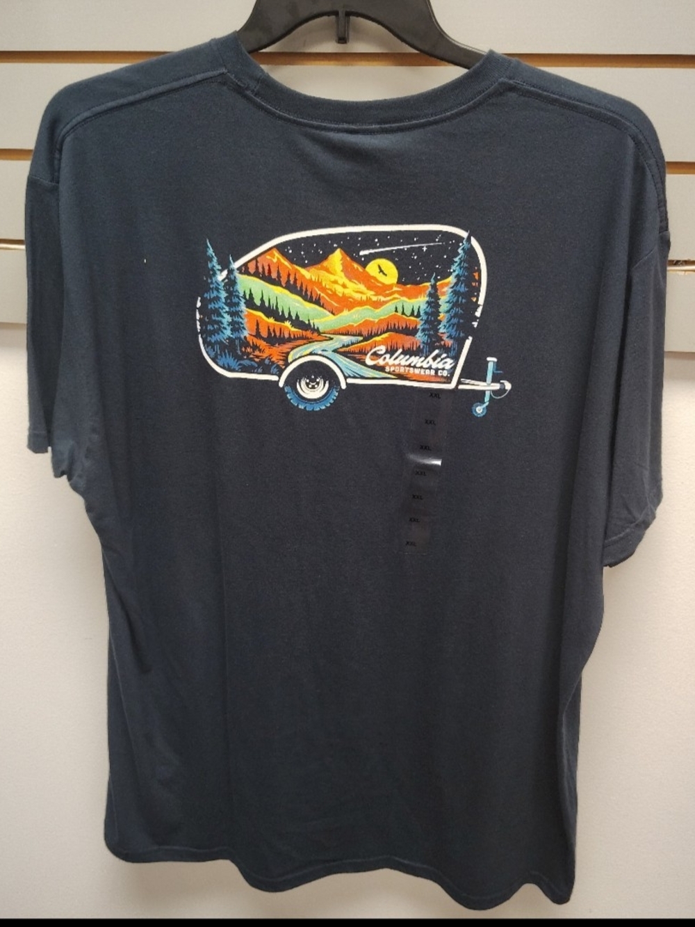 Columbia Navy Short-Sleeve Graphic Tee with Mountain Trailer Art
